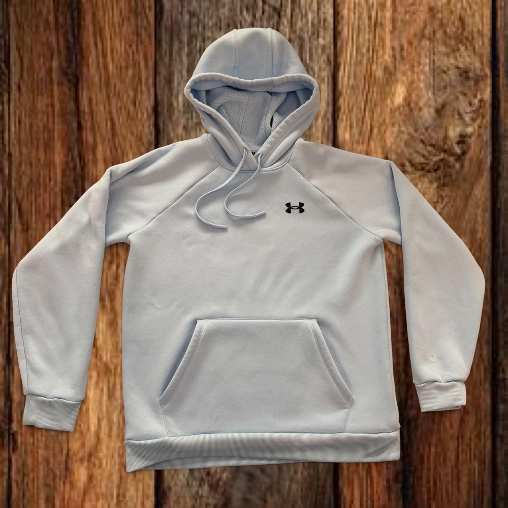 Under Armour Mens Hoodie Pullover Light Blue Fleece Logo Athletic Small
